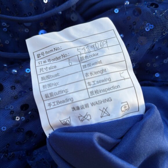 Royal Blue Sequins Dress - Size 6 - Picture 4 of 5